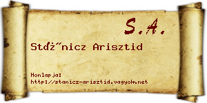 Stánicz Arisztid névjegykártya
